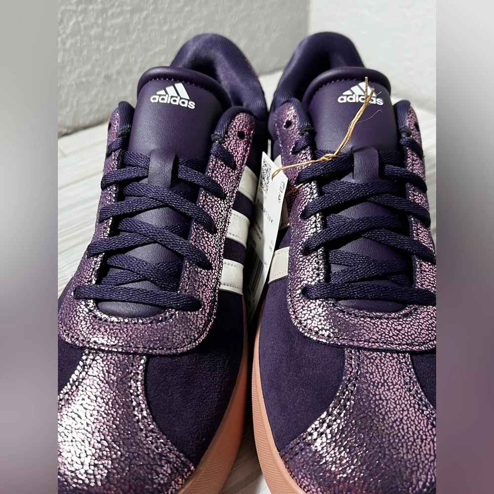 Adidas VL Court 3.0 low top sneakers shoes lace up purple youth size‎ 7 #JS3485